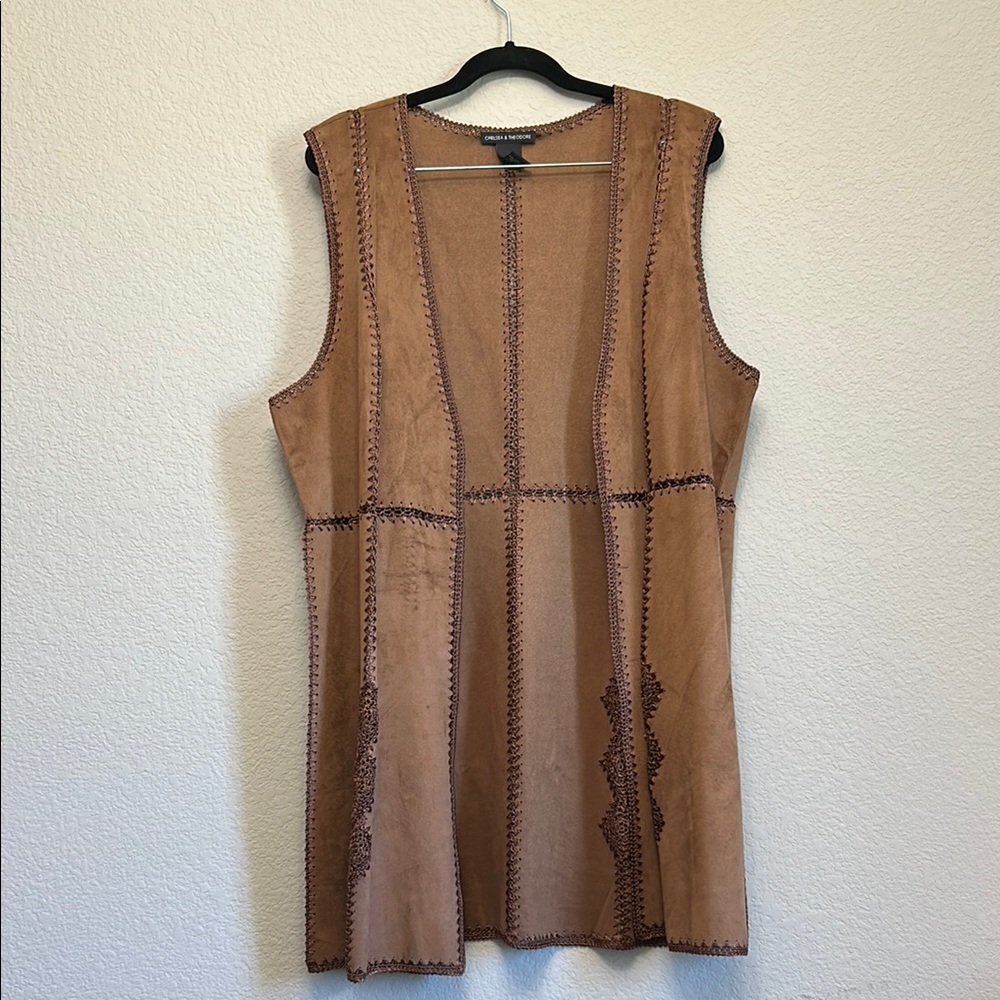 Chelsea & Theodore Tan Sleeveless Sweater